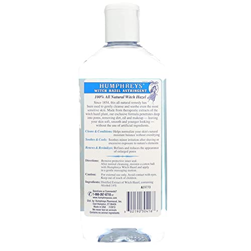 Humphreys Witch Hazel Astringent, 16 Fl Oz (Pack of 4)