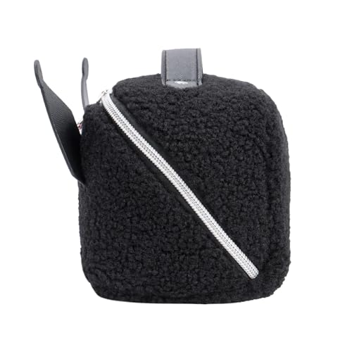 Impressions Vanity Kuromi Unfold Travel Makeup Bag Organizer, Opens Flat Zippered Cosmetic Bag with Cozy Sherpa Fabric Texture, Dual Compartments, Inner Pockets, and Top Carrying Handle
