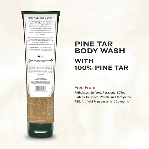 The Grandpa Soap Company Pine Tar Body Wash - Dermatologist Recommended to Cleanse & Moisturize Irritated Skin, Deodorizing Power, With Pine Tar & Tea Tree Oil, 9.5 Fl Oz 2 Pack