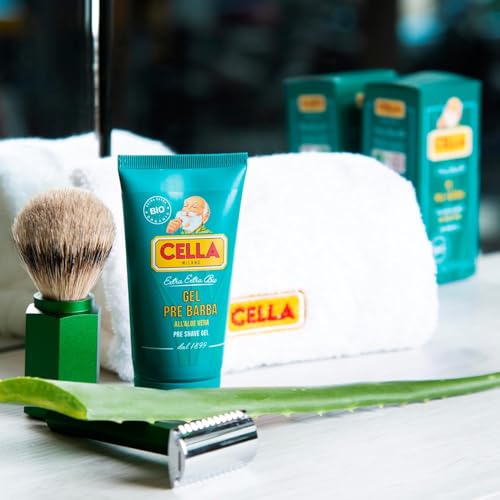 Cella Milano Organic Pre Shave Gel 75ml ? Aloe Vera Enriched Formula for Sensitive Skin and Effortless Razor Glide, Made in Italy