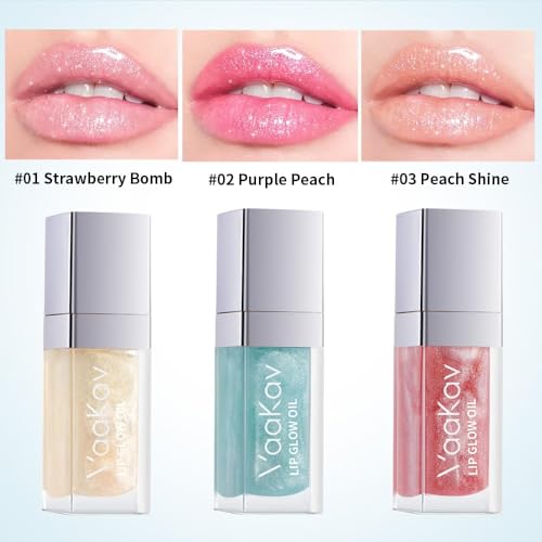 Color Changing Lip Gloss - Non-Sticky Hydrating Lip Oil, High Shine Glassy Finish, PH Reactive Tinted Lip Plumper, Long Lasting Moisture & Glow (02 PURPLE PEACH, 1 Count)