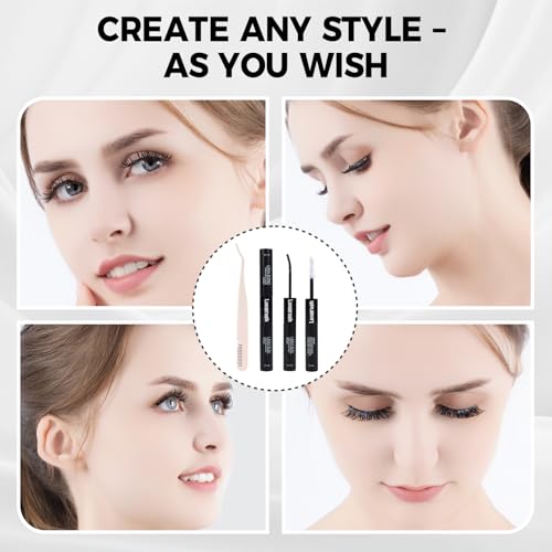 PARK SUNG HEE MIRACLE LASH DIY False Eyelashes, Lash Clusters, Lengthening Wisps 9mm-16mm Contact Lens Friendly, Easy to Apply, Reusable Strip Lashes (E1-220, 11mm), Black
