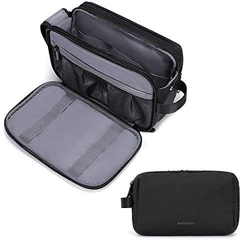 BAGSMART Toiletry Bag for Men, Travel Toiletry Organizer Dopp Kit Water-resistant Shaving Bag for Toiletries Accessories, Door Room Essentials,Beige-medium
