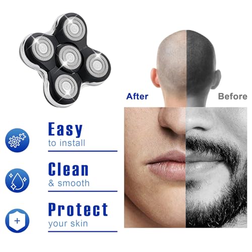 5 Blade Shaver Replacement Head Compatible with Skull Shaver for Pitbull Gold PRO/Pitbull Platinum Pro Shaver Heads (2 Pack