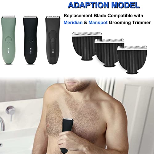 3 Pack Replacement Blades Compatible with Meridian Trimmer, Hygienic Ceramic Replacement Blades Compatible with Meridian Body Trimmer (Onyx & Sage), Black