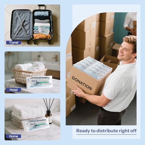 Pack of 10 Travel Size Toiletries Kit Individually Packed,Personal Hygiene Kit for Men Homeless Care Package Supplies Bulk