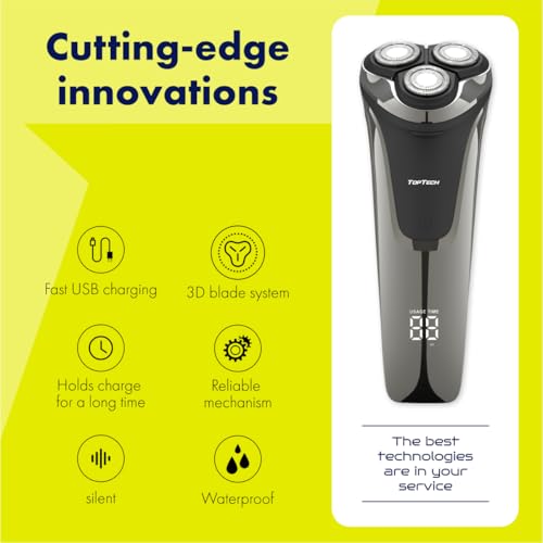 Electric Shaver for Men ? TT Comfort Line 9, Wet Dry Waterproof, Rotary Triple Head, USB-C Rechargeable Electric Razor, 60 Min Runtime, Pop-Up Trimmer