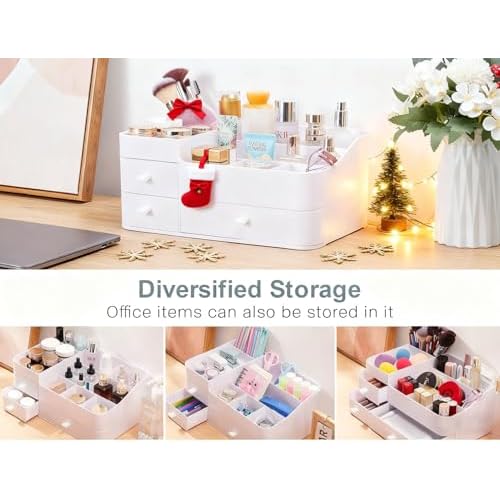 Makeup Organizer Tween Girls Gifts,Large Capacity Bathroom Organizer and Storage with Drawers Trendy Stuff ,Vanity,Bathroom Countertop,Bedroom Storage for Skincare,Cosmetics,Perfume,Brushes,Eyeshadow