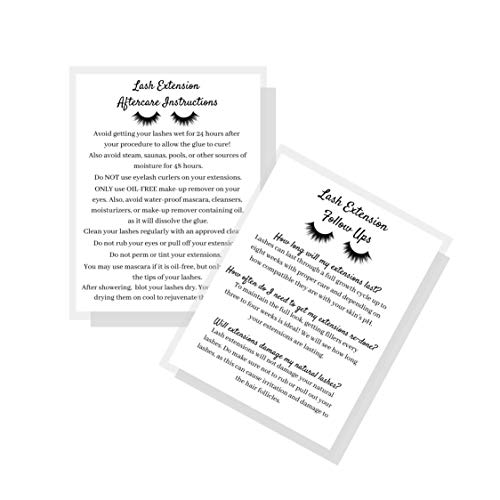 Lash Extension Aftercare Instruction Cards for Clients | Post Card Size 4.25 x 5.5¡± inches | 30 pack | Minimalist Black and White for Lash Artist Techs Client Business Cards