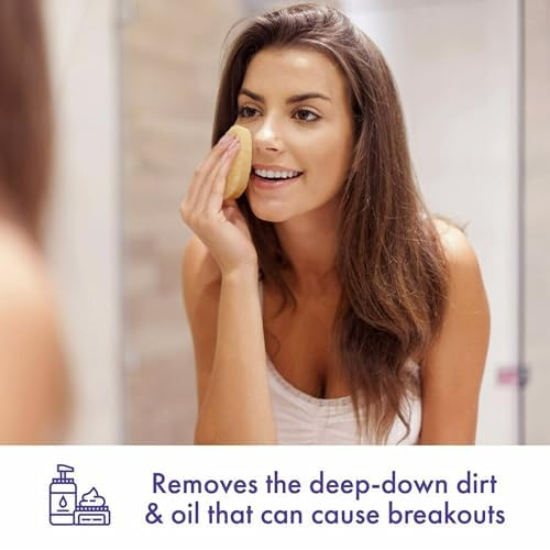 Buf-Puf Gentle Facial Sponge, Dermatologist Developed, Removes Deep Down Dirt & Makeup That Causes Breakouts and Blackheads, Reusable, Exfoliating, 6 Count