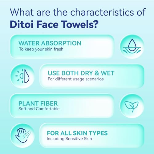 Ditoi Disposable Face Towels XL, Soft Cotton Facial Cleansing Cloths, Dry Face Towelettes for Makeup Removal, Sensitive Skin & Daily Skin Care,10"¡¿12",100 Count