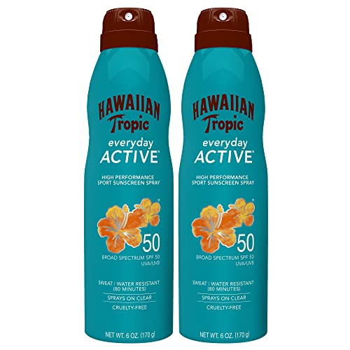 Hawaiian Tropic Everyday Active Spray SPF 50 Twin Pack and Sheer Touch Ultra Radiance Lotion SPF 30
