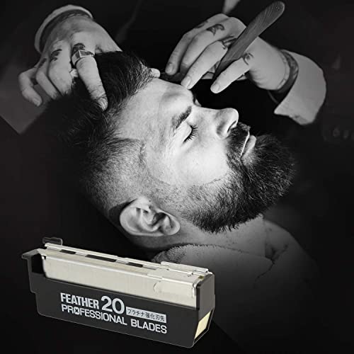 Feather Artist Club Pro Super Single Edge Razor Blades For Men - Barber Accessories for Thick, Coarse Beard Hair - Fits All Artist Club Straight Razor Handles (5 Pack of 20)