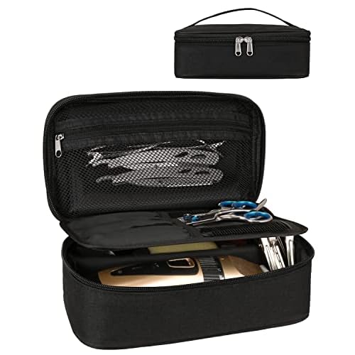 Barber Tool Bag, Hair Clipper Bag Hair Cutting Scissors Storage Bag Shaving Kits Haircut Accessories Organizer Bag Gift for Women (Black)