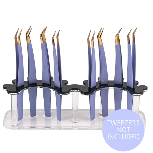 Acrylic 8 Holes Tweezer Holder for Eyelash Extensions Tweezer Stand Display Storage Eyelashes Extension Supplies (Black)