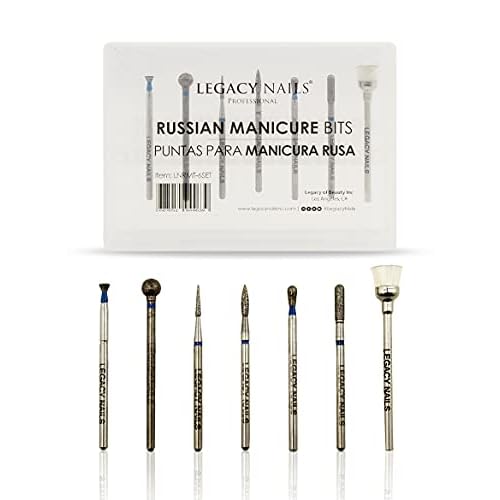 Legacy Nails Professional RUSSIAN MANICURE BITS SET 7 pieces - Ideal For Russian Manicures, Performs Perfectly Around Cuticle Area