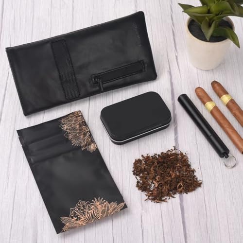 Pocket Size Storage Bag with 3 PCS Accessories, PU Leather Small Pouch and Great Gift for Women, Portable Pocket Case for Home and Travel (Black)