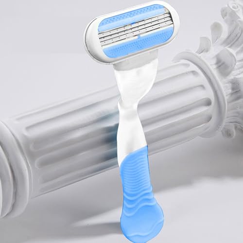 2pcs replacement shaver handle, women's anti slip ergonomic handle, bikini beauty hair removal shaving compatible with shaver (blue and pink)