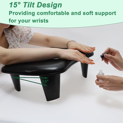 VOCOSTE Arm Rest for Nails Tech, U Shaped Nail Arm Rest, Manicure Hand Rest with Detachable Brackets, Hand Rest for Nails Tech with Non-slip Pads, Nail Hand Rest, Black