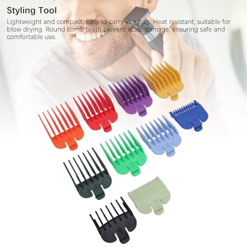 Hair Clipper Guards Set, 10 Sizes Clipper Combs Guides from 1/16 to 1 Inch, Professional Colorful Coded Trimmer Guards ABS Hair Cutting Tools Compatible with Most Clippers