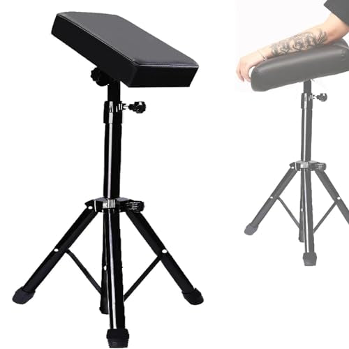 Tattoo Armrest Stand Tripod - Foldable Tattoo Arm Leg Rest Stand Adjustable Height and Tilt Black Leather Pad Professional for Tattoo Studio BETY-7