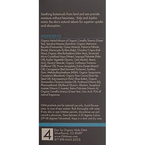 Organic Male OM4 Sensitive Step 4 - Sea Essentials Calming Moisturizer - Ultra soothing moisturizer for Men with Sensitive Skin
