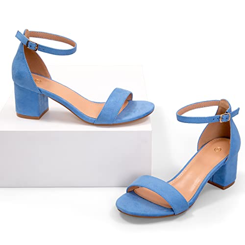 mysoft Women's Chunky Low Heels Open Toe Block Heeled Dress Ankle Strap Pump Wedding Sandals