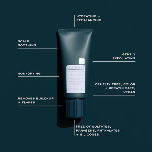 Kristin Ess Hair Instant Exfoliating Scalp Scrub for Build Up and Dandruff + Soothing, Hydrating + Rebalancing Dry Scalp Treatment, Non Drying, Cleanse + Detox, Vegan, Color Safe, 6.7 fl oz