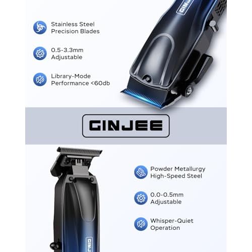 Professional Hair Clippers for Men Cordless & Corded - Rechargeable Barber Clipper & Trimmer Set with Fade Lever for Home Haircuts, Grooming Kit with Guide Combs, with Travel Case