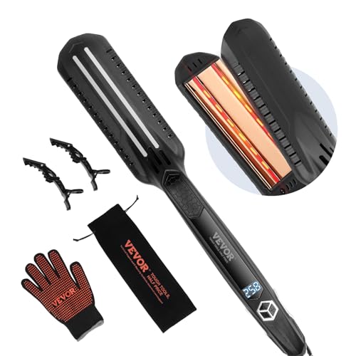 VEVOR Hair Straightener, 1.5-inch Titanium Flat Iron, Dual Infrared Hair Straightener Flat Iron with LCD Display and 19 Temp Levels - 210¡ÆF to 450¡ÆF, Dual Voltage 110V/240V for Salon Home Travel Use