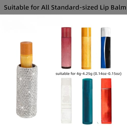 Chapstick Holder Key Chain 2Pcs Lip Balm Gloss Holder Keychain Bling Lipstick Case for Purse Portable Metal Chap Stick Organizer Cute Key Chain Accessories for Women (Sliver)
