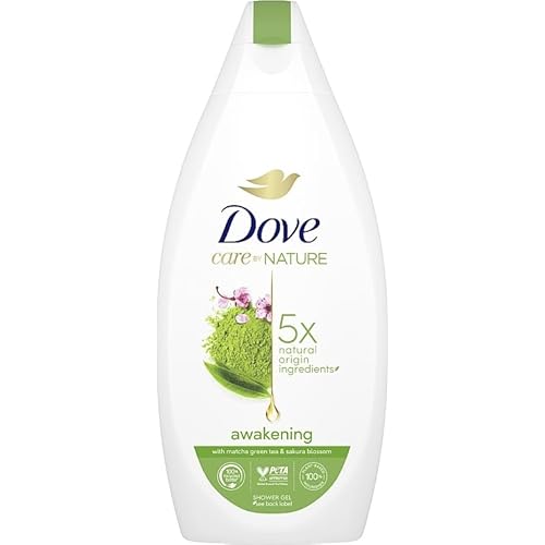 Unilever Dove Care By Nature Awakening Shower Gel, Body wash with Green Tea and Flowers Extract, Natural Origin Ingredients, Clean, Soften, Hydrate Skin, Plant-Based Moisturizers 400ml (13.5 fl oz)