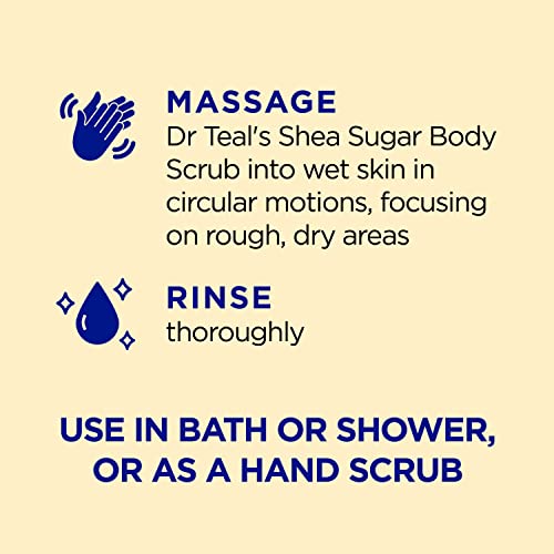 Dr Teal's Shea Sugar Scrub, Prebiotic Lemon Balm, 19 oz (Pack of 3)