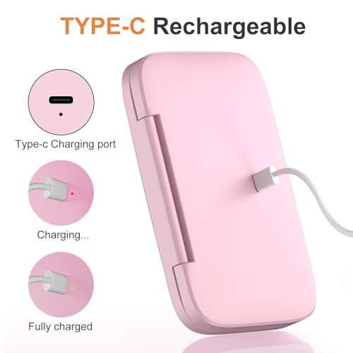 Mini Travel Makeup Mirror Pink Dual-Sided 5X/1X Magnification, 180¡Æ Foldable Design, Portable Cosmetic Mirror for Handbag Small Make up Mirror for Gifts