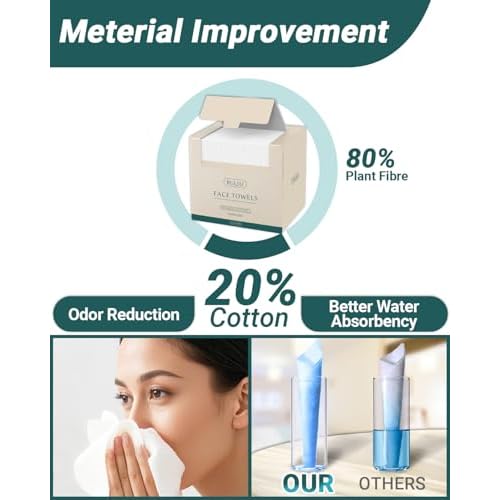 100 Count 2 PACK, Disposable Face Towel, Large Size 10"X 12", Disposable Face Cloths, 100% Biodegradable Towel, Skin Soft and Thick for Washing