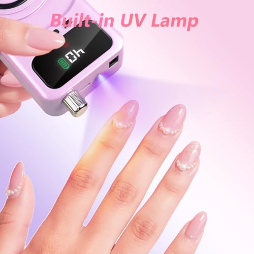 Professional 40000RPM Electric Nail Drill ? Cordless Rechargeable Nail File with UV Nail Lamp & Max 10H Battery Life | Multifunctional Nail Art Tools Kit for Gel Acrylic Removal & Home Salon