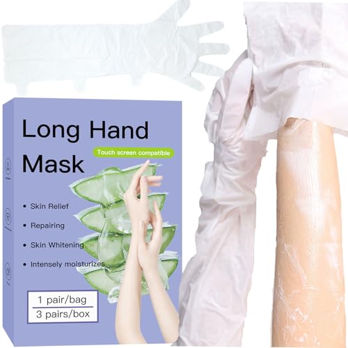 Pumei Hydrating Hand Mask - 3 Pairs Long-Length Hand Masks Moisturizing Gloves with Avocado Oil and Shea Butter for Dry Rough Skin Hand Moisturizer Gloves for Women & Men