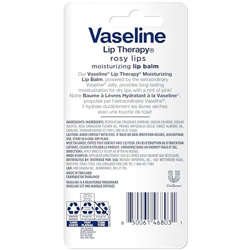 Vaseline Lip Therapy Rosy Lips Moisturizing Lip Balm -Twin Pack,(Pack of 4)