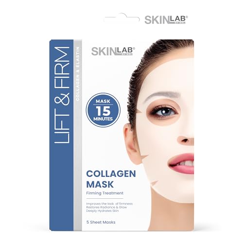 SKIN LAB Collagen Sheet Mask for Women ? Hydrating Skincare ? Firming, Moisturizing, Anti-Aging Facial Treatment Set ? Overnight Collagen Masks, 5 Count
