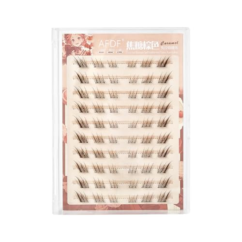 Brown Self Adhesive Fake Eyelashes 60 Clusters Press On Eyelash LASGOOS Natural Curl 3D Lash 10-12mm Pre-Glued Longlasting Winged Lashes Bulk DIY Eyelash Extensions No Glue Needed False Lashes SDJ