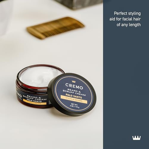 Cremo Beard & Scruff Cream,Palo Santo (Reserve Collection),4 oz - Soothe Beard Itch,Condition and Offer Light-Hold Styling for Stubble and Scruff (Product Packaging May Vary),(Pack of 2)