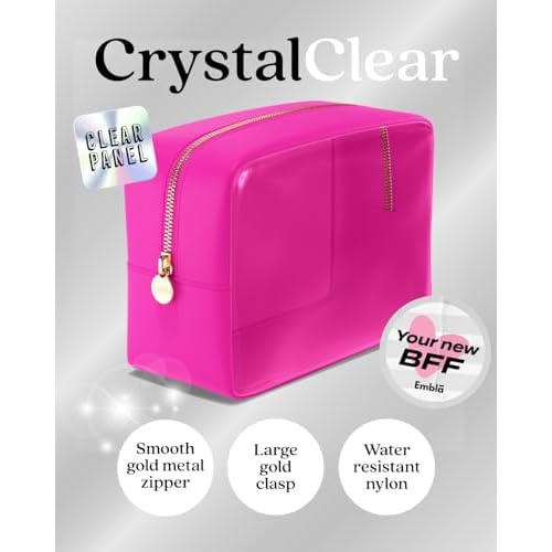 Clear Cosmetic Bags Set of 3, Mini Small Large Makeup Bags For Women Clear Pouch Cosmetics Cases Zipper Cute Pouches Make Up Travel Toiletry Essentials Preppy Purse Organizer Makeup Cases, Fuchsia