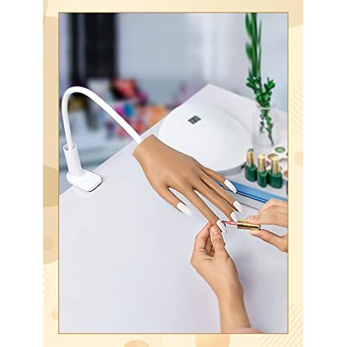 Practice Hand for Acrylic Nails- Silicone Nail Hand Practice Upgrade Nail Tips Never Fall Off, Fake Nail Manican Hand for Nail Practice, Flexible Practice Maniquin Hand with 200PCS Nail Tips
