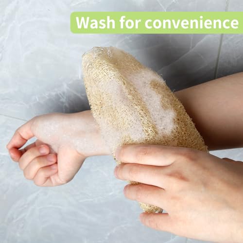 Natural Organic Loofah Sponges Large Exfoliating Shower Bath Loofah Luffa Loofa Body Scrubbers Sponges for SPA Beauty Bath and Radiant Skin, Pack of 3