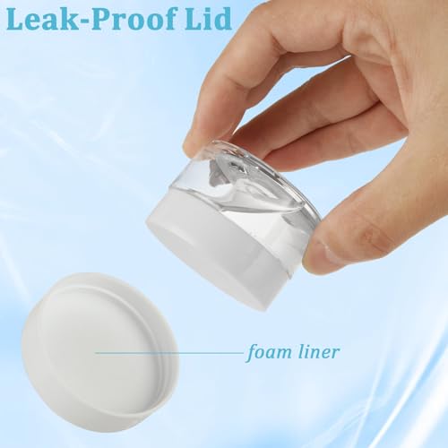 Acrux7 60 Pack 1oz Plastic Jars Round Clear Cosmetic Container Jars with White Lids, Refillable Empty Plastic Slime Jars for Lotion, Cream, Ointments, Makeup, Eye Shadow, Samples