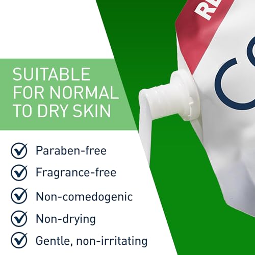 CeraVe Hydrating Facial Cleanser, Moisturizing Face Wash For Dry Skin, Hyaluronic Acid + Ceramides + Glycerin, Hydrating Cleanser For Normal To Dry Skin, 16 Ounce Refill