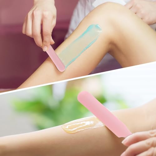6Pcs Silicone Wax Applicator, Non-stick Wax Stick Hair Removal Spatulas Reusable Hard Waxing Scraper Epoxy Resin &Waxing Accessories Supplies Tools for Home Salon Body Use (Pink)