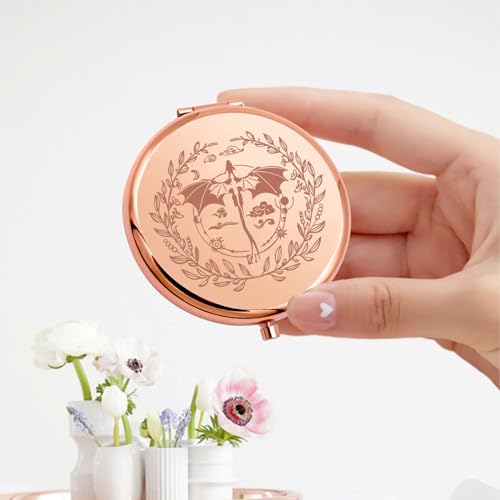 KEYCHIN 4th Wing Pocket Mirror Dragon Rider Book Gifts Empyrean Book Series Compact Makeup Mirror Ya Fantasy Book Lover Gifts (4 Wing-RG)