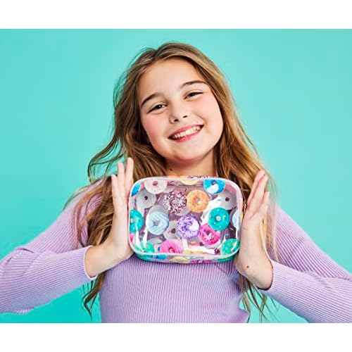 iscream 7" x 5" Bold Print See-Through Zippered Cosmetic Bag with Floating Sprinkles - Go Do-Nuts