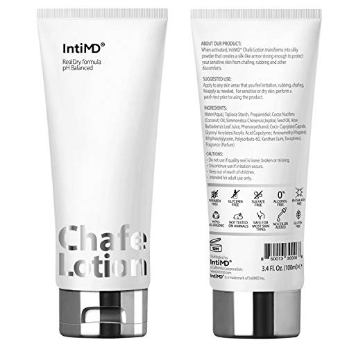 IntiMD Chafe Lotion RealDry formula Anti-Chafe Cream Protect Sensitive Skin from Chafing, Rubbing, Friction for Inner Thighs, Under Breasts, Underarms, Shoulders, Running, Cycling